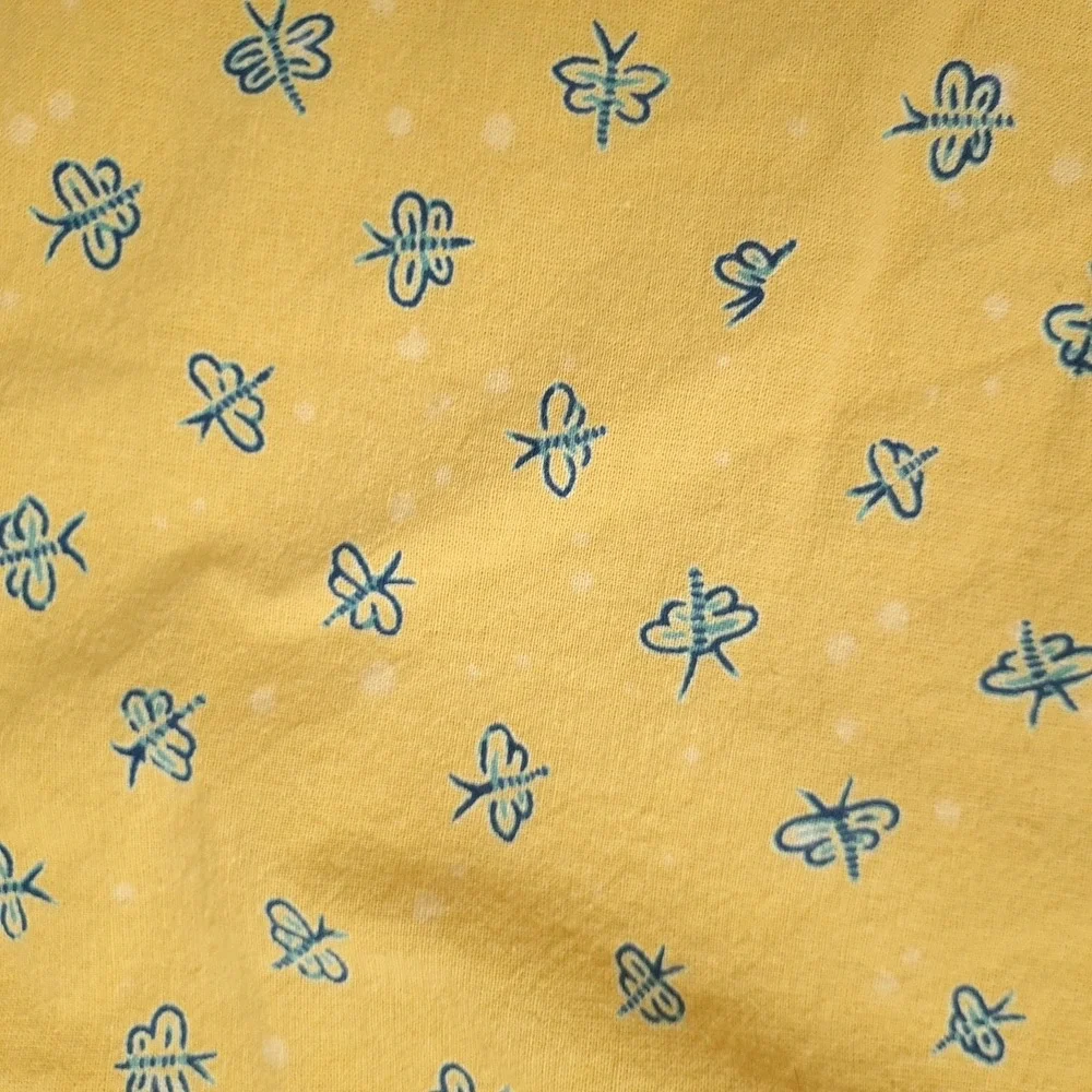 Williams-Sonoma Round Yellow Tablecloth Bees Floral Border Cotton French Country
